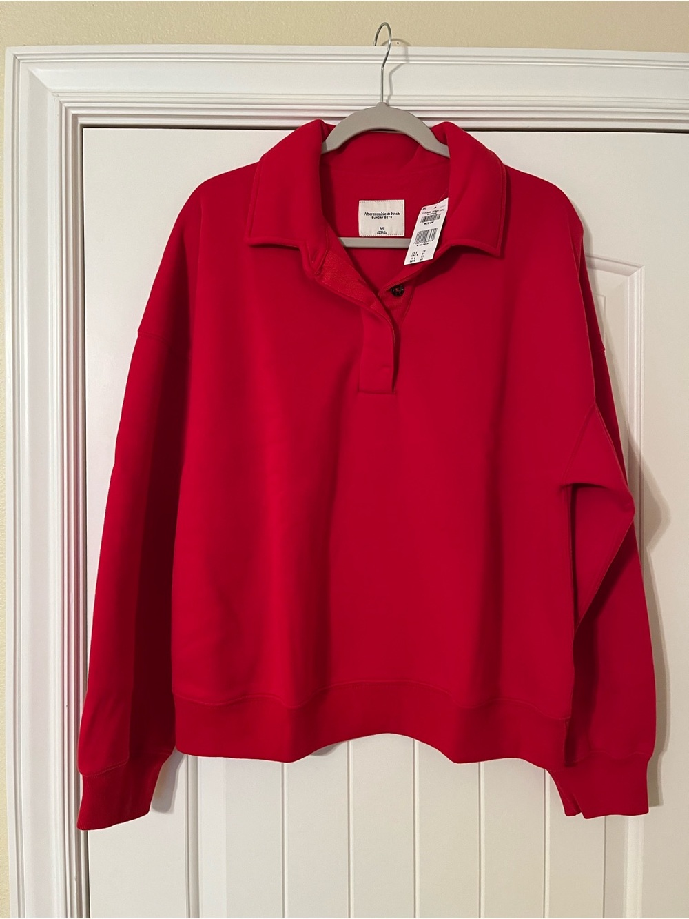 Abercrombie & Fitch Sunday Polo Sweatshirt Women’s Red Pullover Top M